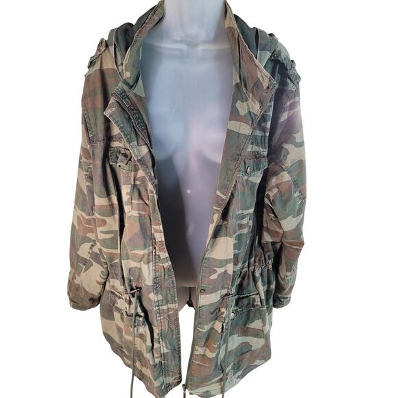 New Look Camo Jacket Zip/Snap Lined Drawstring Waist Sz 3X - Picture 3 of 10